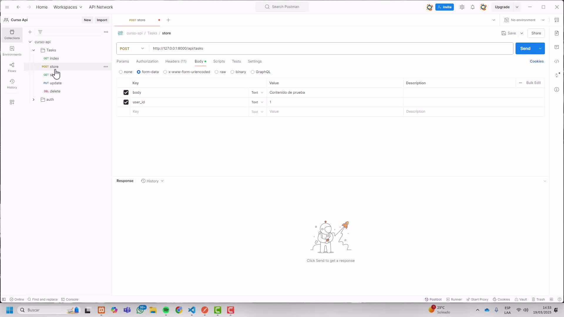 Proteger rutas con el middleware auth
