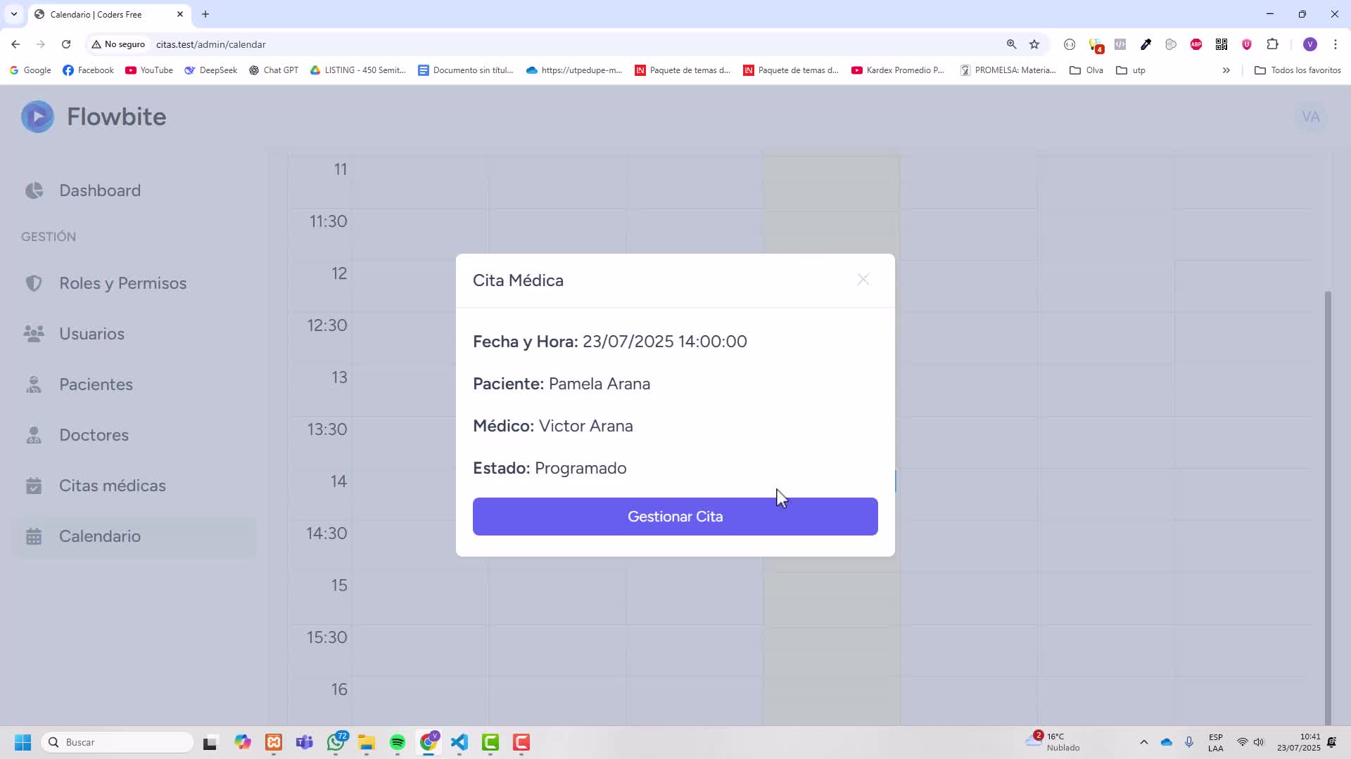 Cambiar url de gestion de citas