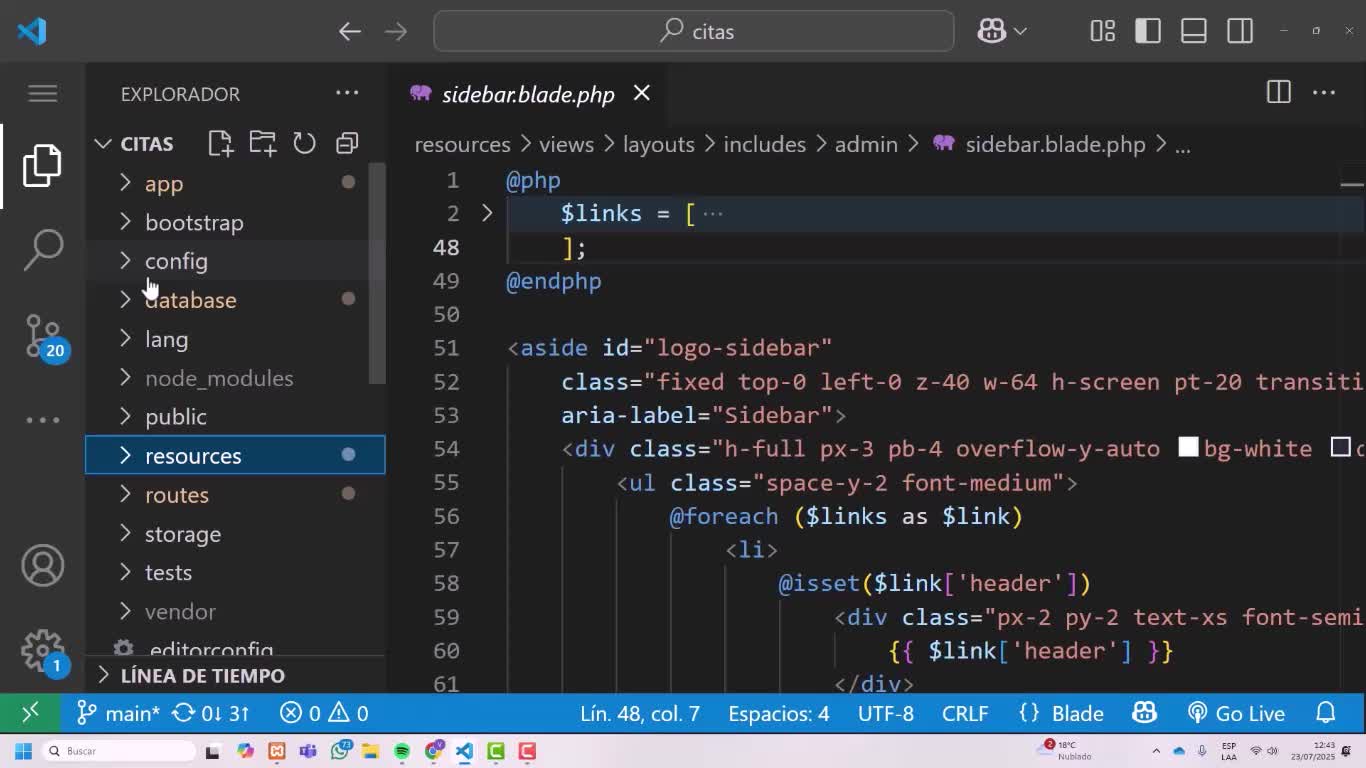 Parsear items del sidebar