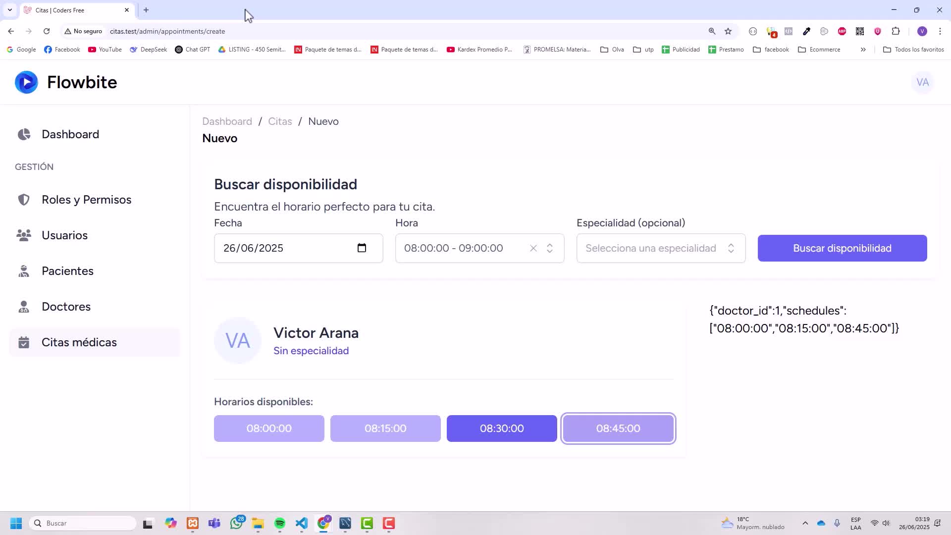 Seleccionar horario de citas 2