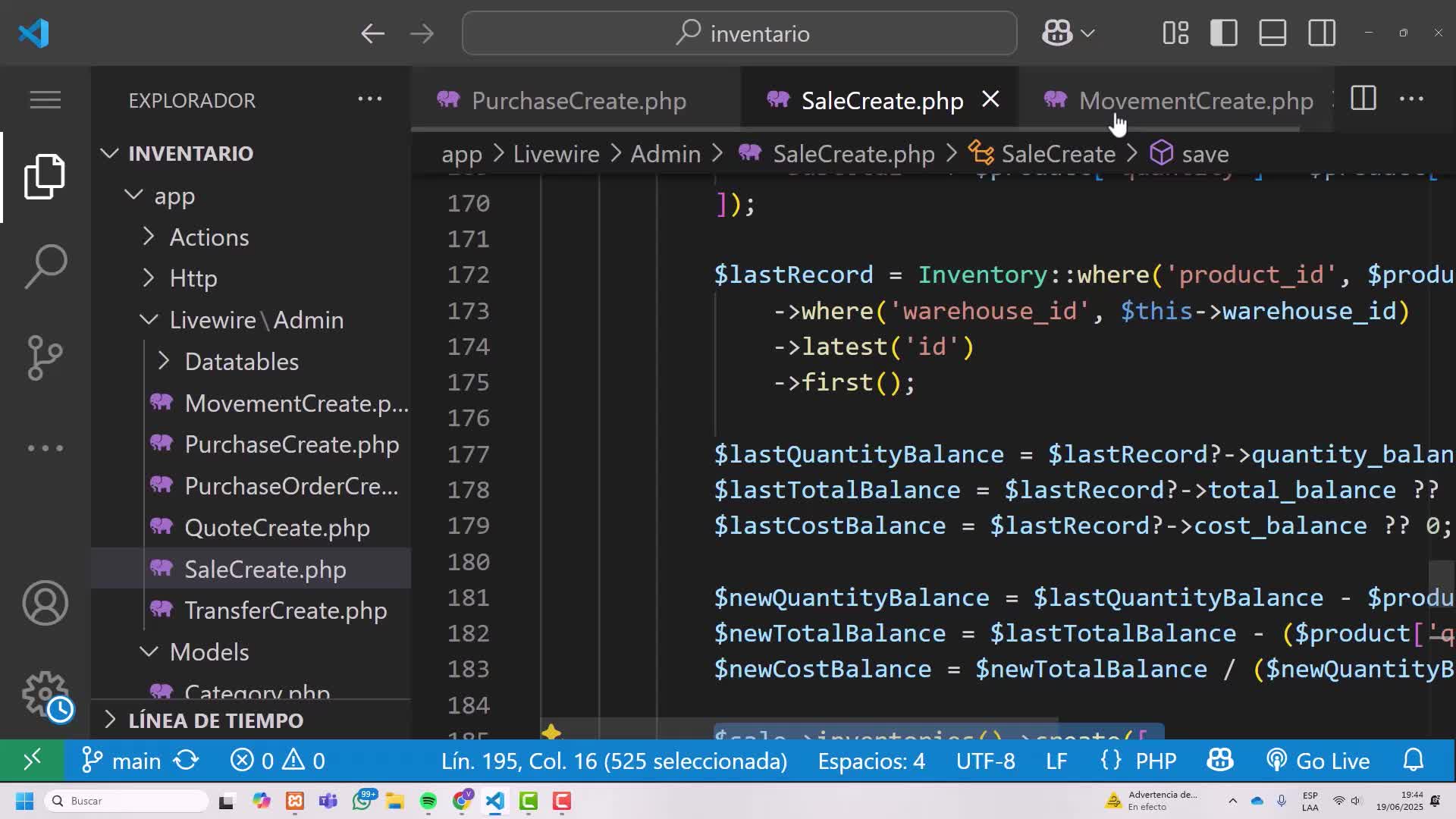 Crear servicio para el kardex
