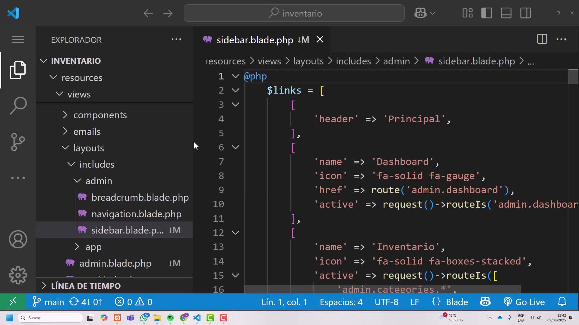 Crear servicio para mostrar el sidebar