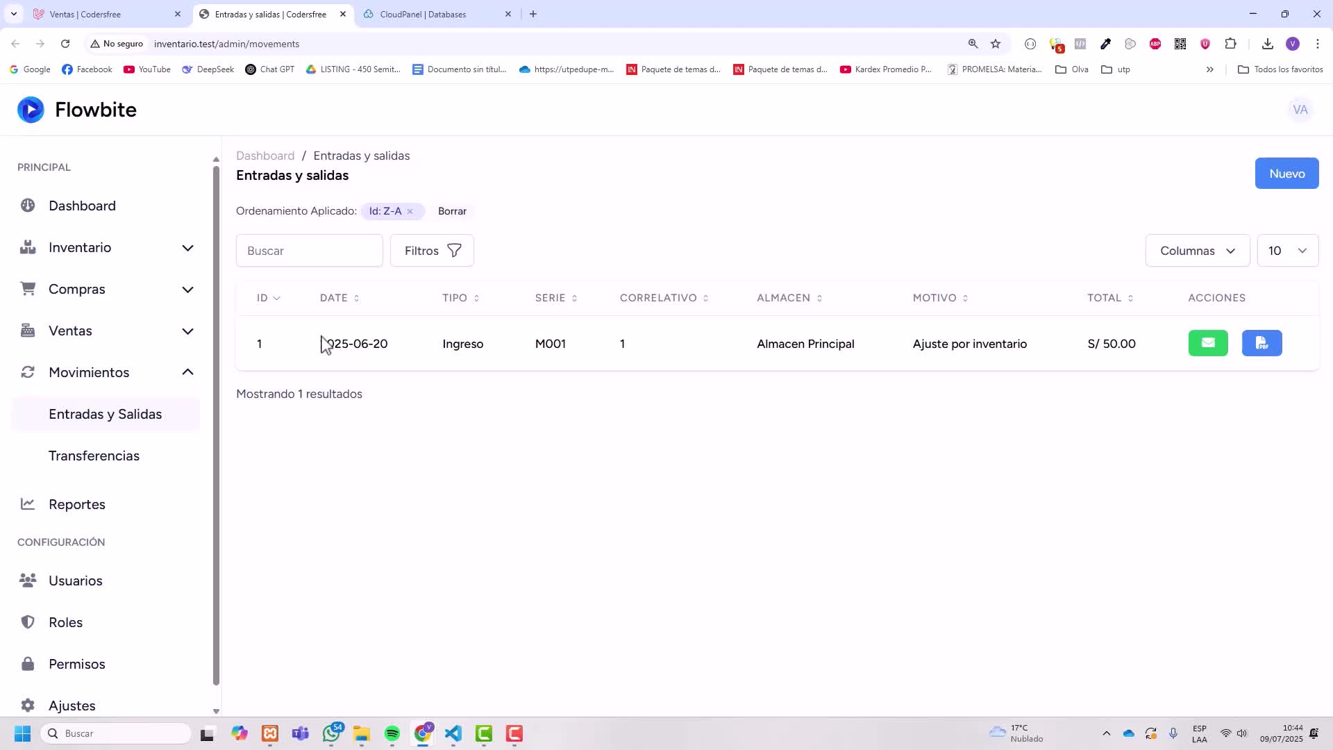 Exportar movimientos
